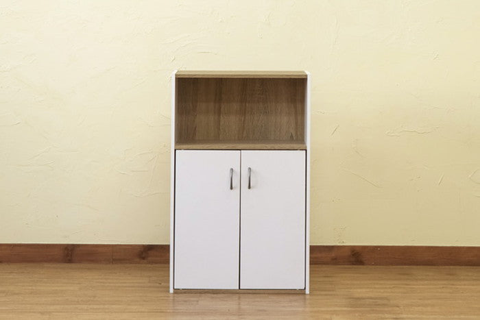 GRANZ 扉付オープンシェルフ BK/WH ブラック ホワイト sk-hmp27の画像