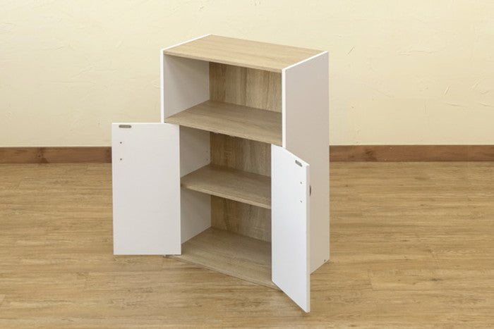 GRANZ 扉付オープンシェルフ BK/WH ブラック ホワイト sk-hmp27の画像