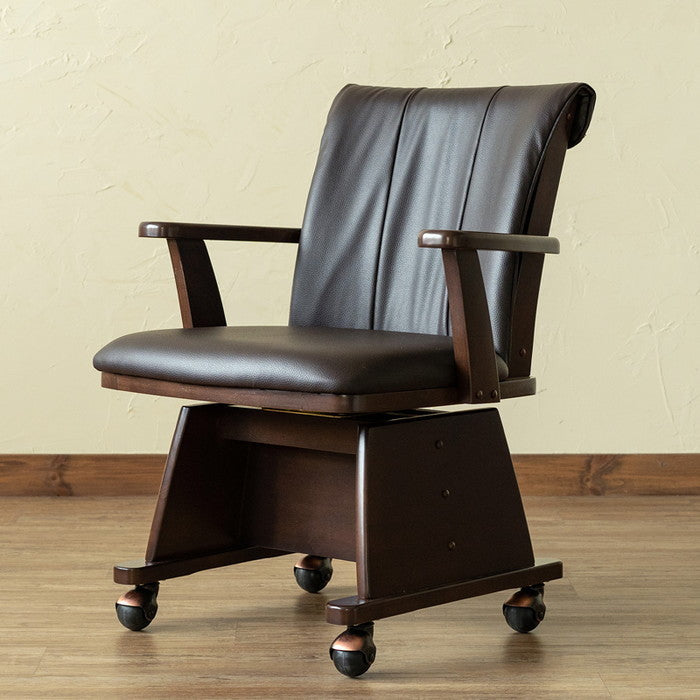 キャスター付き回転式チェア DBR/NA ダークブラウン ナチュラル sk-htr08の画像