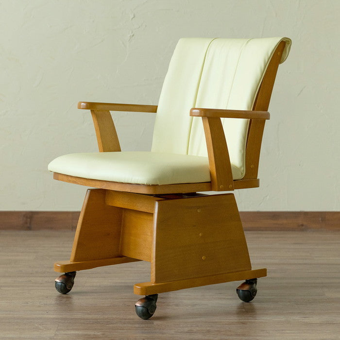 キャスター付き回転式チェア DBR/NA ダークブラウン ナチュラル sk-htr08の画像