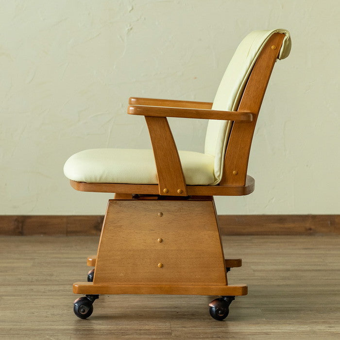 キャスター付き回転式チェア DBR/NA ダークブラウン ナチュラル sk-htr08の画像