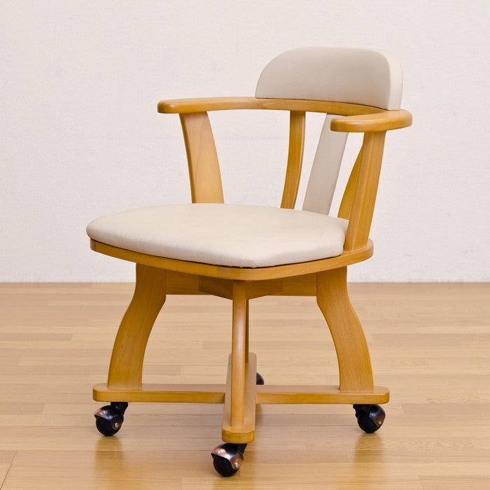 DENVER キャスター付きダイニング チェア BR/NA ブラウン ナチュラル sk-htt01の画像