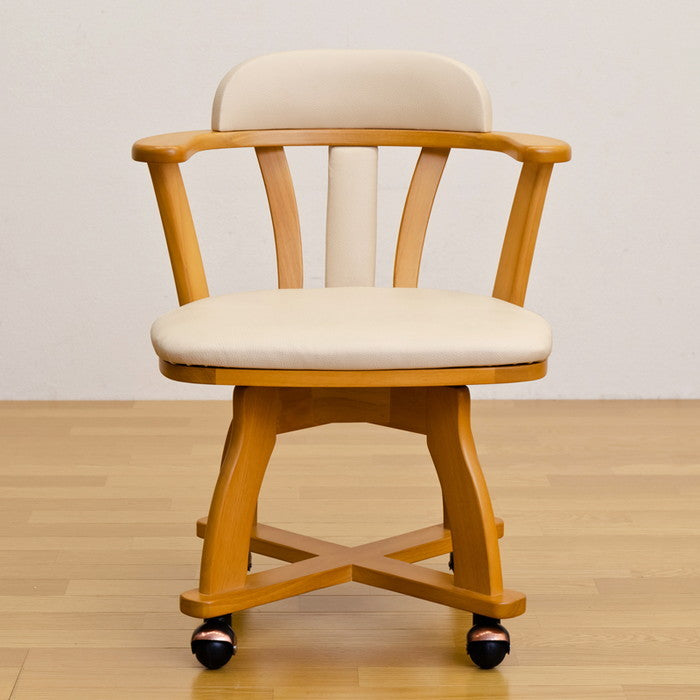 DENVER キャスター付きダイニング チェア BR/NA ブラウン ナチュラル sk-htt01の画像