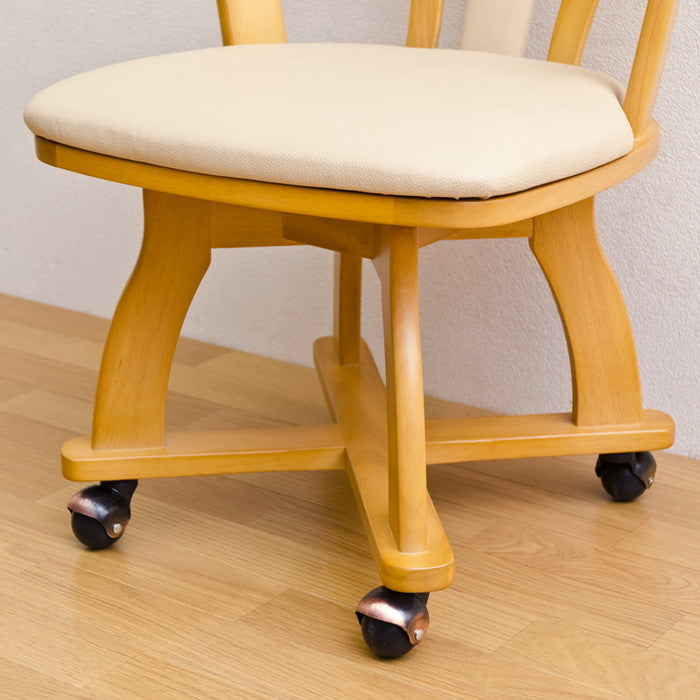 DENVER キャスター付きダイニング チェア BR/NA ブラウン ナチュラル sk-htt01の画像