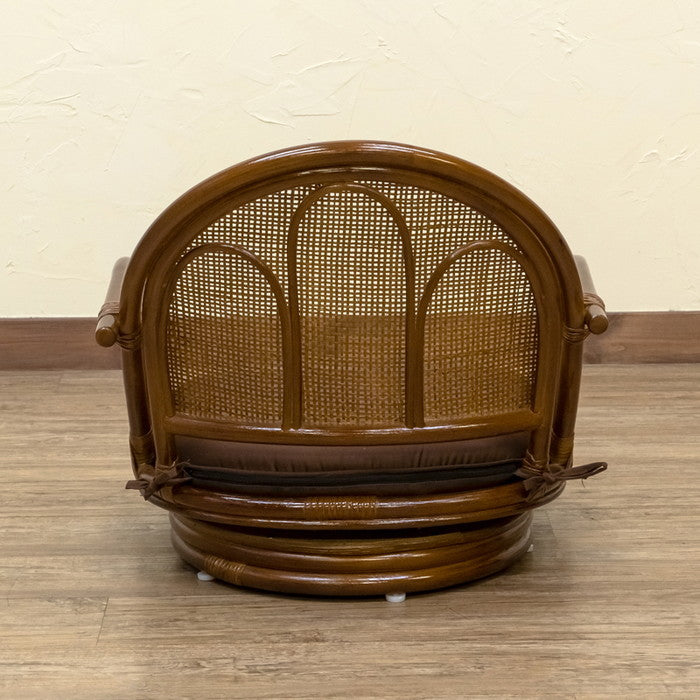 ラタン 回転座椅子 ロータイプ BR/HN ブラウン ハニー sk-im13の画像