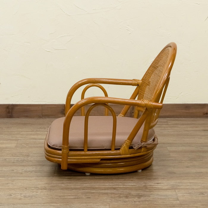 ラタン 回転座椅子 ロータイプ BR/HN ブラウン ハニー sk-im13の画像