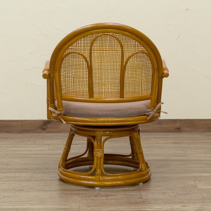 ラタン 回転座椅子 ミドルタイプ BR/HN ブラウン ハニー sk-im14の画像