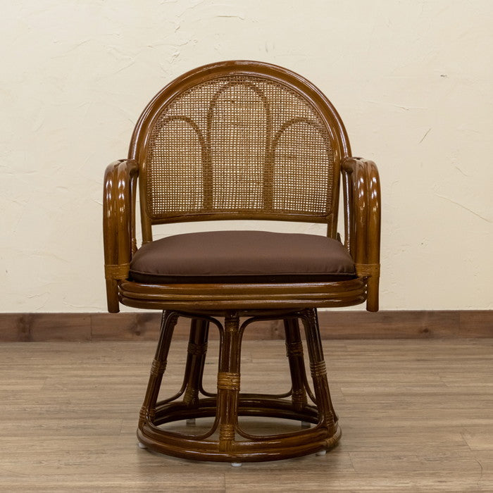 ラタン 回転座椅子 ハイタイプ BR/HN ブラウン ハニー sk-im15の画像