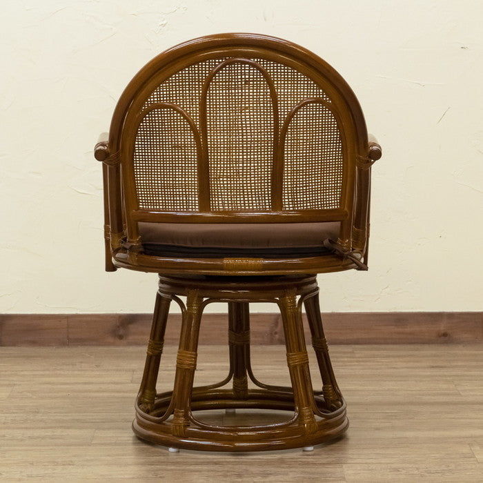 ラタン 回転座椅子 ハイタイプ BR/HN ブラウン ハニー sk-im15の画像