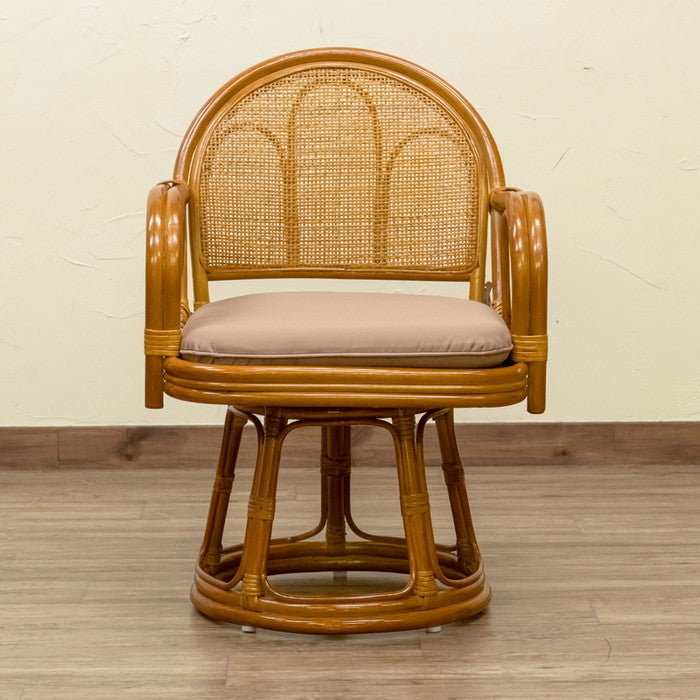 ラタン 回転座椅子 ハイタイプ BR/HN ブラウン ハニー sk-im15の画像