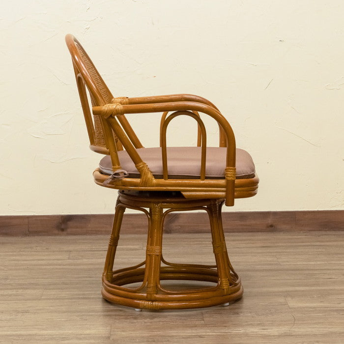 ラタン 回転座椅子 ハイタイプ BR/HN ブラウン ハニー sk-im15の画像