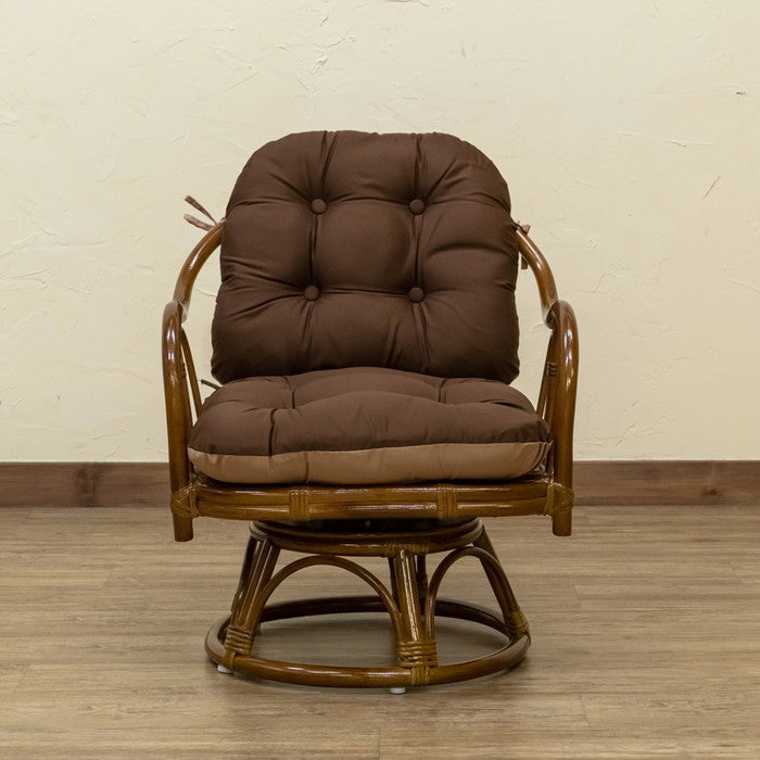 ラタン クッションリバーシブル回転座椅子 BR/HN ブラウン ハニー sk-im18の画像