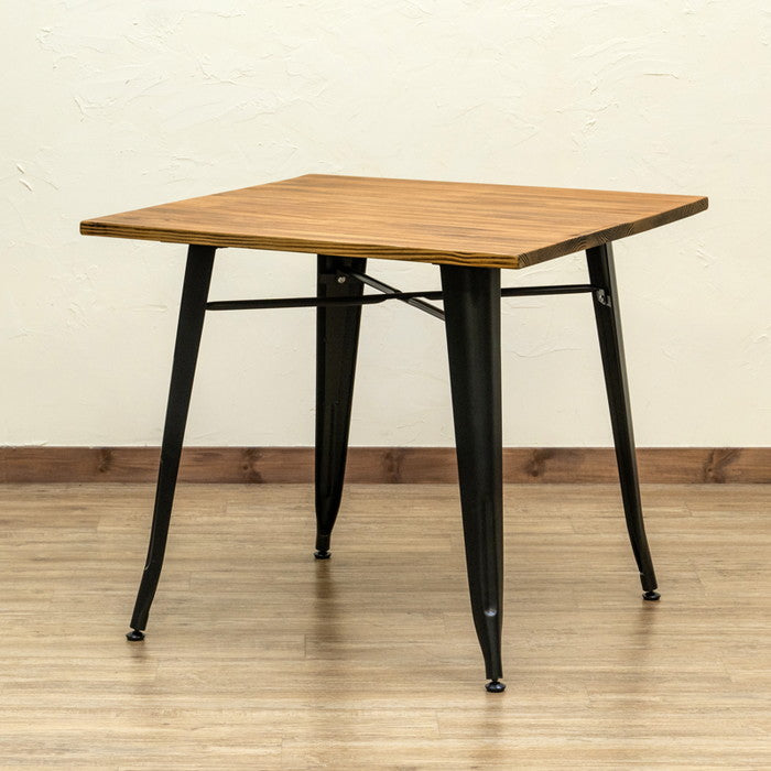 Mercury ヴィンテージダイニング テーブル 80×80 BK/SV ブラック シルバー sk-jh05の画像