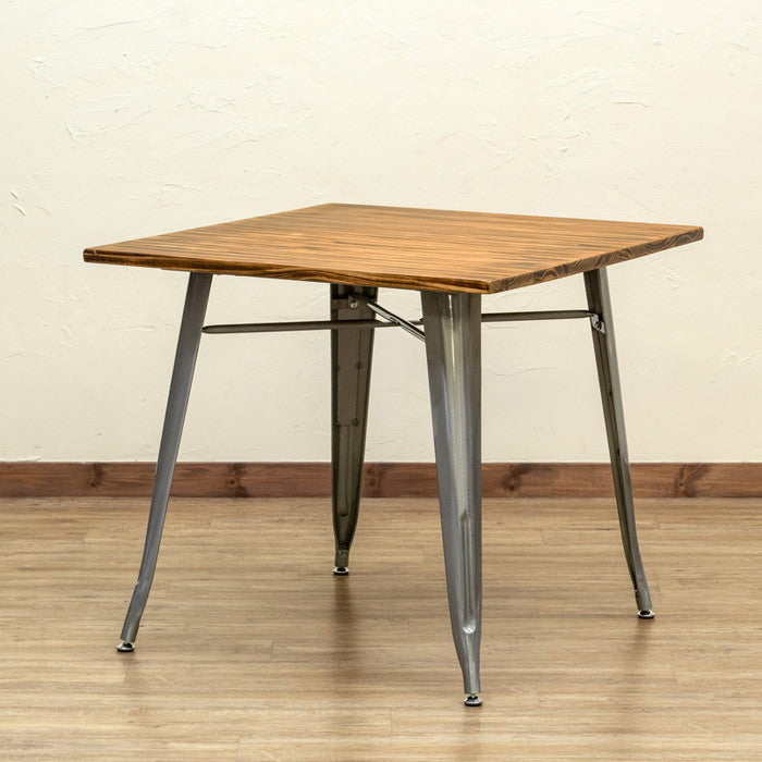 Mercury ヴィンテージダイニング テーブル 80×80 BK/SV ブラック シルバー sk-jh05の画像