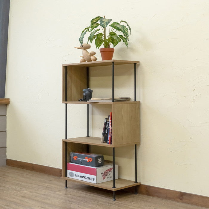 Grant S字ラック 4段 NA/WAL ナチュラル ウォールナット sk-ply05の画像