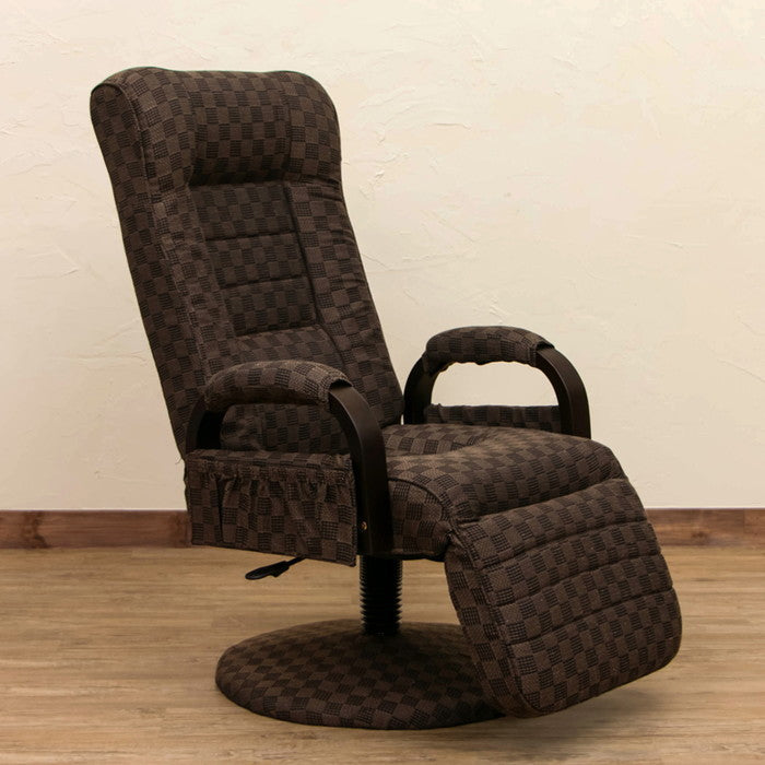 昇降式リクライニングチェア フット付き レバー式 BR/WH ホワイト sk-s306の画像