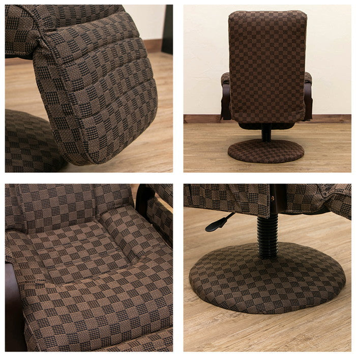 昇降式リクライニングチェア フット付き レバー式 BR/WH ホワイト sk-s306の画像