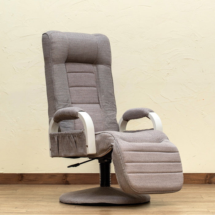 昇降式リクライニングチェア フット付き レバー式 BR/WH ホワイト sk-s306の画像