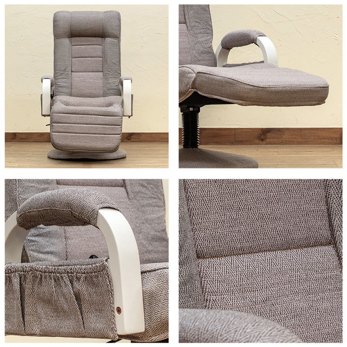 昇降式リクライニングチェア フット付き レバー式 BR/WH ホワイト sk-s306の画像