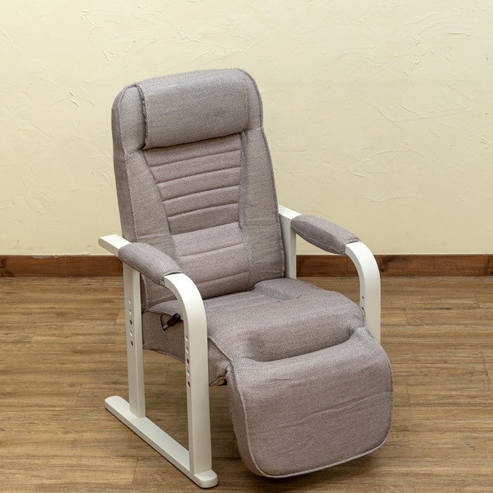 レバー式リクライニングチェア フット付き BR/WH ホワイト sk-s307の画像