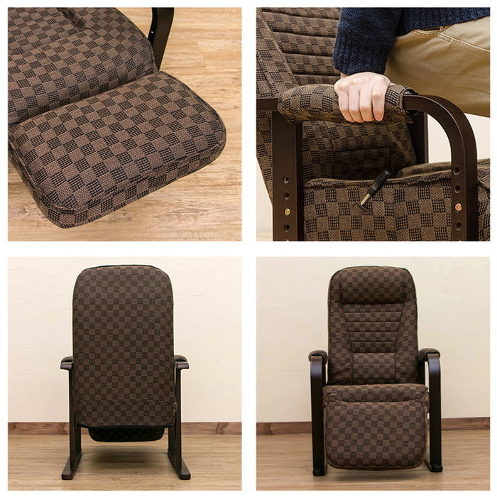 レバー式リクライニングチェア フット付き BR/WH ホワイト sk-s307の画像