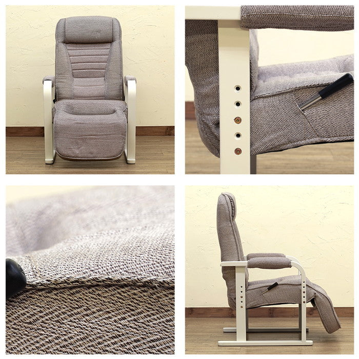 レバー式リクライニングチェア フット付き BR/WH ホワイト sk-s307の画像