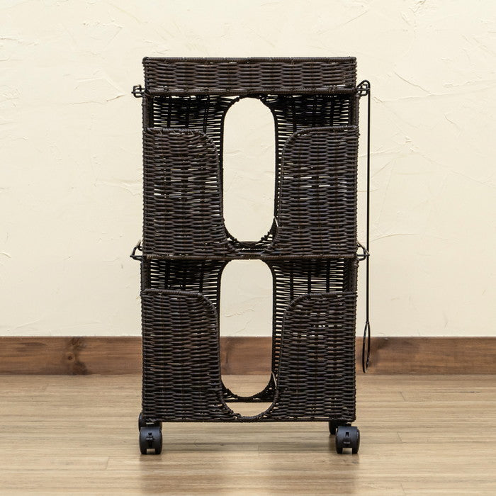 ラタン調 新聞ストッカー BR/IV ブラウン アイボリー sk-tme21の画像