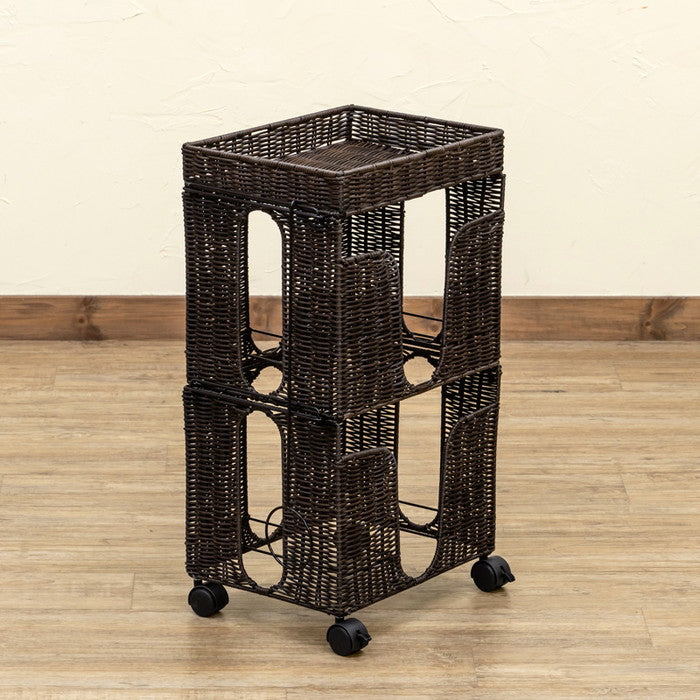 ラタン調 新聞ストッカー BR/IV ブラウン アイボリー sk-tme21の画像