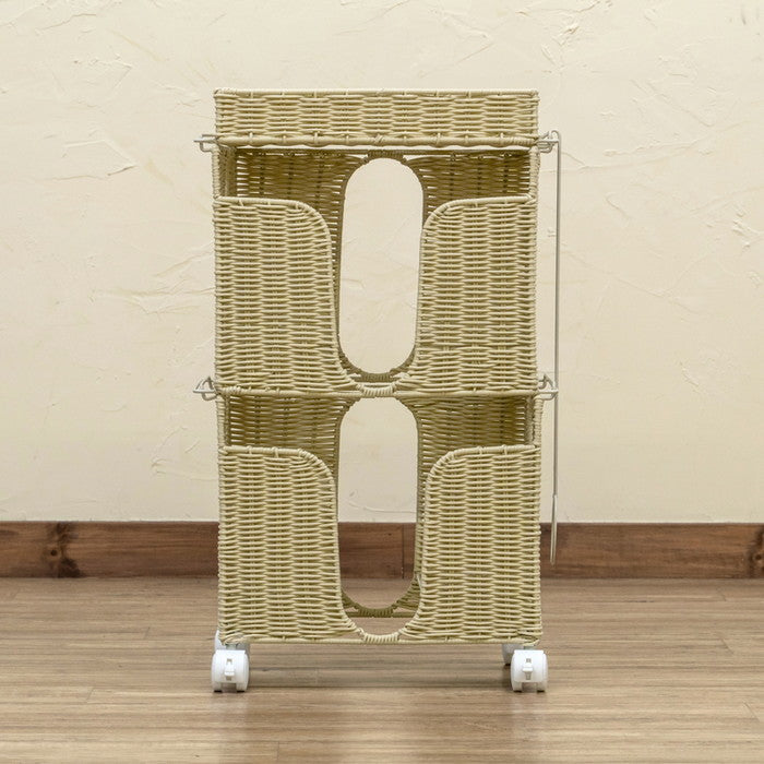 ラタン調 新聞ストッカー BR/IV ブラウン アイボリー sk-tme21の画像