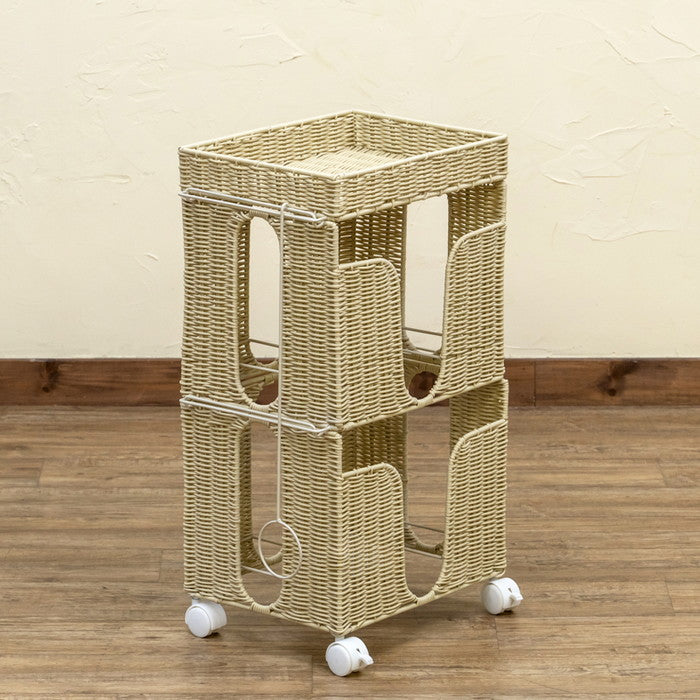 ラタン調 新聞ストッカー BR/IV ブラウン アイボリー sk-tme21の画像