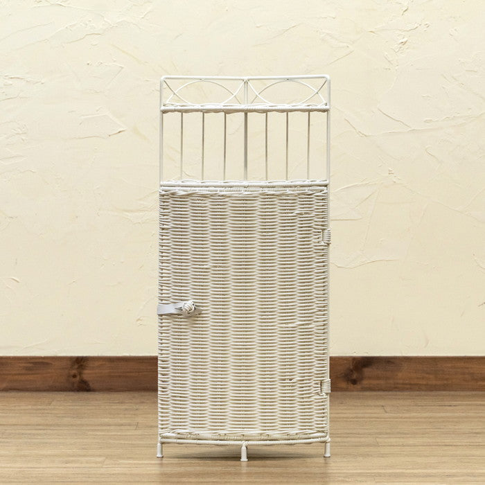 ラタン調 コーナー ラック 2段 DBR/WH ダークブラウン ホワイト sk-tme66の画像