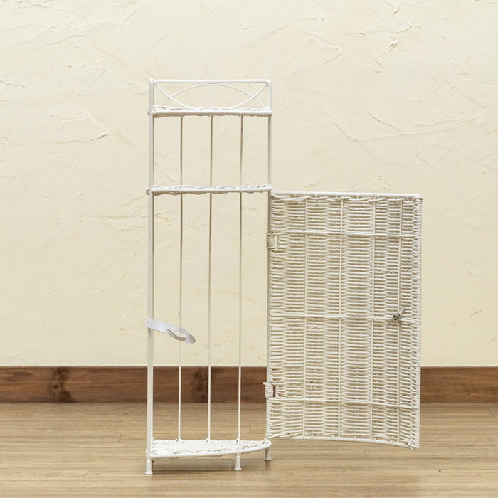 ラタン調 コーナー ラック 2段 DBR/WH ダークブラウン ホワイト sk-tme66の画像