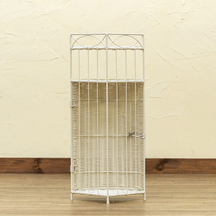 ラタン調 コーナー ラック 2段 DBR/WH ダークブラウン ホワイト sk-tme66の画像