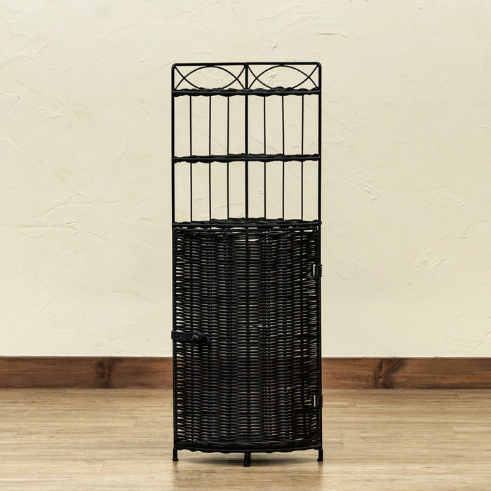 ラタン調 コーナー ラック 3段 DBR/WH ダークブラウン ホワイト sk-tme79の画像