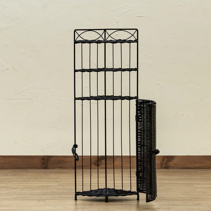 ラタン調 コーナー ラック 3段 DBR/WH ダークブラウン ホワイト sk-tme79の画像