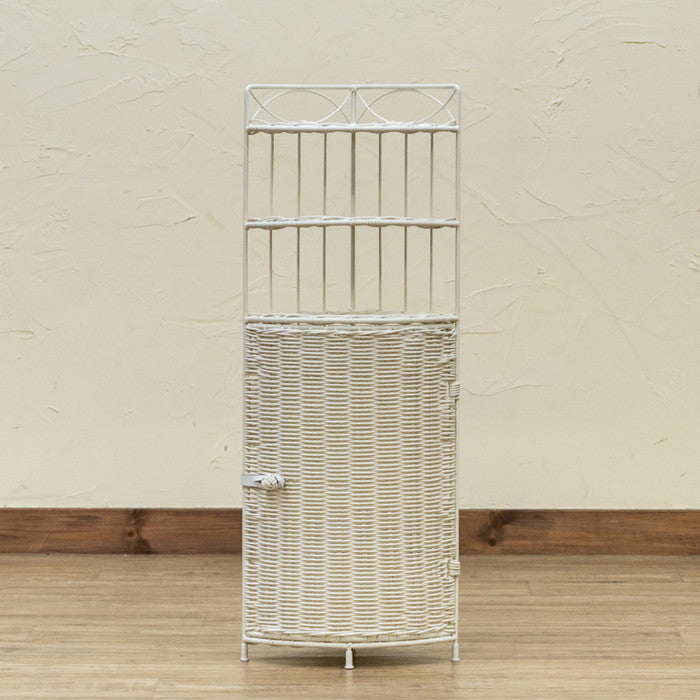 ラタン調 コーナー ラック 3段 DBR/WH ダークブラウン ホワイト sk-tme79の画像