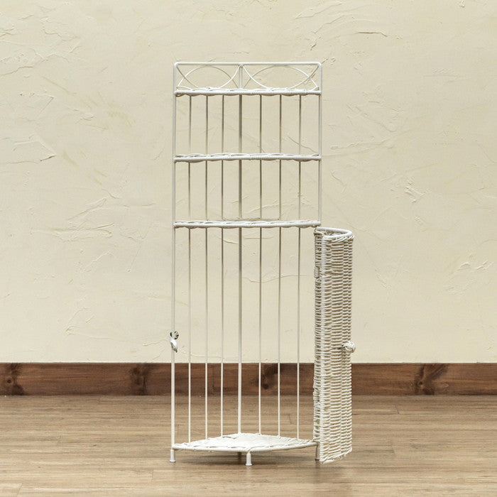 ラタン調 コーナー ラック 3段 DBR/WH ダークブラウン ホワイト sk-tme79の画像