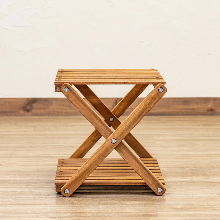 アカシア 折り畳みラック 2段 ブラウン sk-unl22の画像