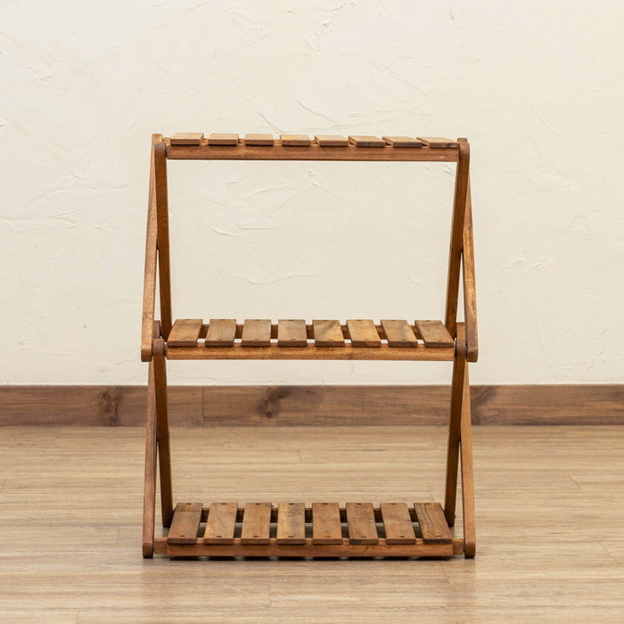 アカシア 折り畳みラック 3段 ブラウン sk-unl23の画像