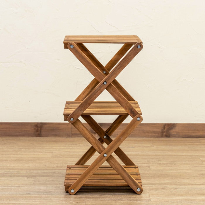 アカシア 折り畳みラック 3段 ブラウン sk-unl23の画像