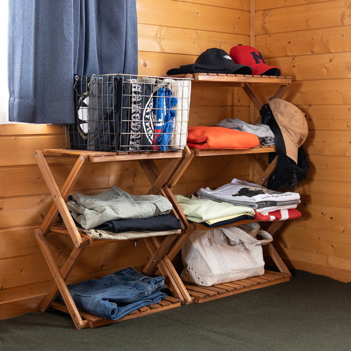 アカシア 折り畳みラック 3段 ブラウン sk-unl23の画像