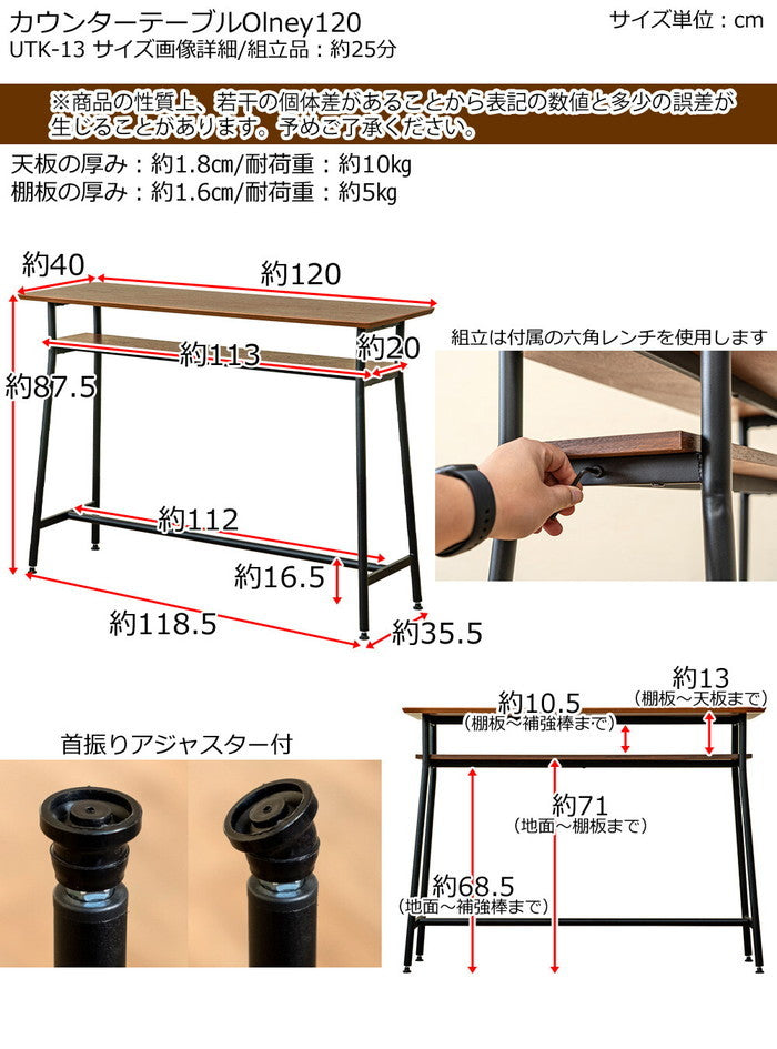 【3月上旬入荷分 予約販売】カウンター テーブル Olney 120 幅 保証付 sk-utk13