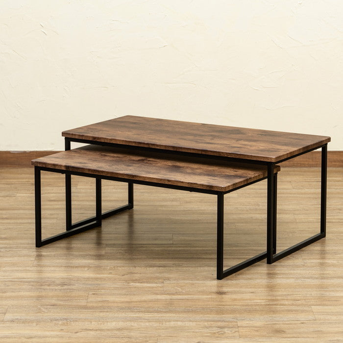 Quincy センターテーブル2点セット MWH/OAK/VBR ヴィンテージブラウン マーブルホワイト オーク sk-utk21の画像