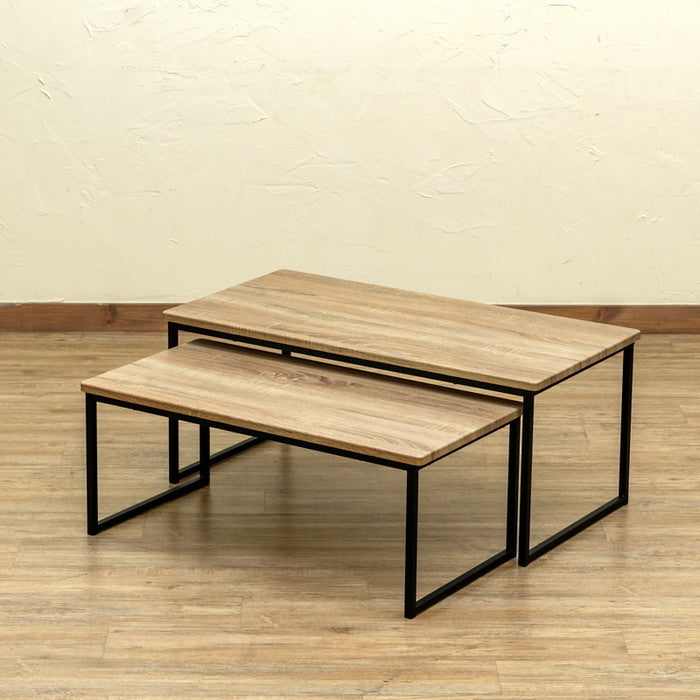 Quincy センターテーブル2点セット MWH/OAK/VBR ヴィンテージブラウン マーブルホワイト オーク sk-utk21の画像