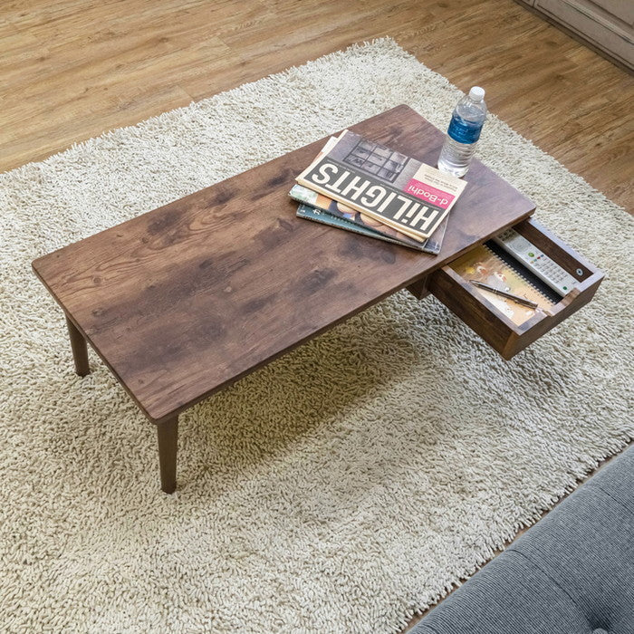 Elmore 引出し付きセンターテーブル ヴィンテージブラウン sk-utk24の画像