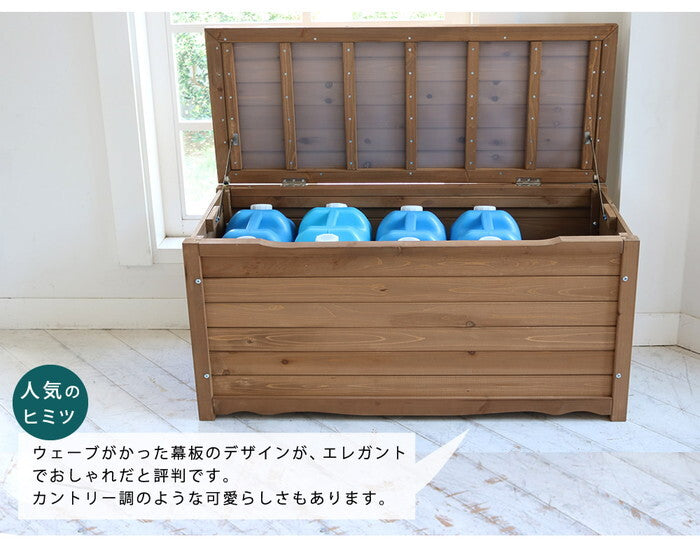 天然木製ボックスベンチL 幅106 スツール 木製 椅子 収納 倉庫 ウッドボックス 物置 庭 物入れ ポリタンク 大容量 ガーデン 屋外 エクステリア ベンチストッカー smi-bb-t106の画像