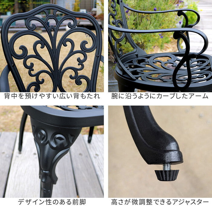 アルミ製アームチェア2脚セット トルペ BKS-C5289-2P チェア 椅子 スツール ファニチャー アルミ ガーデン 屋外 庭 ベランダ アウトドア 黒 ブラック smi-bks-c5289-2pの画像
