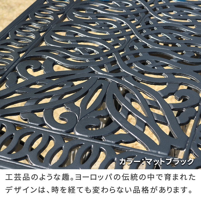 アルミ製レクタングルテーブル＆チェア5点セット トルペ BKS-RG124-5PS テーブルセット 幅124 セット 椅子 チェア ガーデン 屋外 庭 ベランダ 丸型 アルミ おしゃれ 丸 黒 ブラック smi-bks-rg124-5psの画像