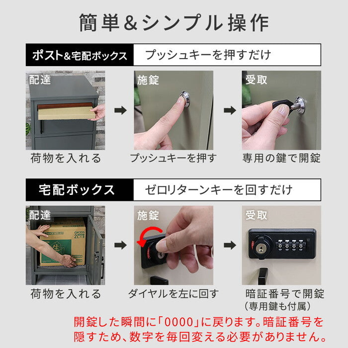 horn/ホルン ポスト一体型宅配ボックス No.02 DB-002 宅配ボックス 宅配BOX ポスト 一体型 おしゃれ 置き配 ポスト付き 郵便受け 郵便 一戸建て 屋外 防水 大容量 smi-db-002の画像