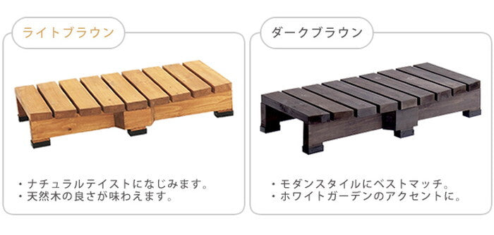 デッキ縁台ステップ ライトブラウン/ダークブラウン 踏み台 チェア 階段 ウッドデッキ風 簡単 縁側 本格的 DIY 木製 天然木 庭 ベランダ マンション おしゃれ 小型 北欧 ガーデン 屋外 家具 smi-des-90の画像